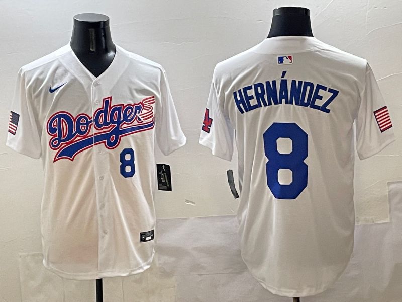 Men Los Angeles Dodgers #8 Hernandez White Second generation Joint Name Nike 2025 MLB Jersey style 4->los angeles dodgers->MLB Jersey